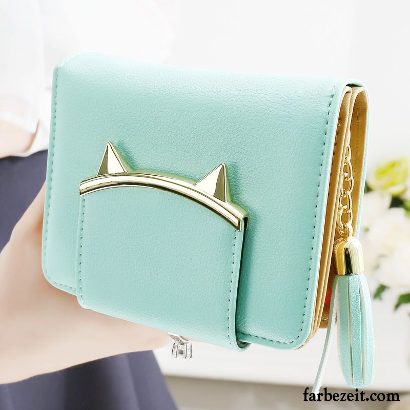 Geldbörse Damen Brieftaschen Neu Student Mini Reißverschluss Einfach Blau