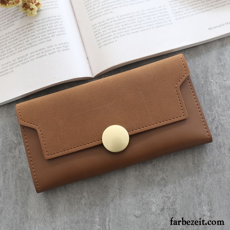 Geldbörse Damen Nähen Brieftasche Langer Abschnitt Schnalle Einfach Mode Grün Gold