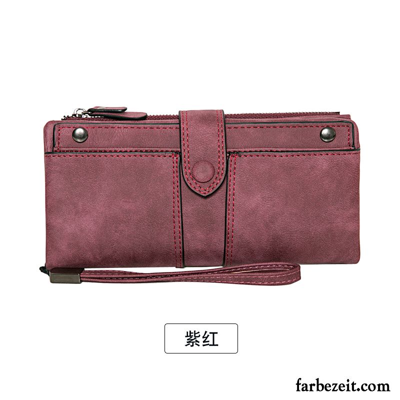 Geldbörse Damen Persönlichkeit Retro Pu Neu Brieftasche Falten Rosa Beige