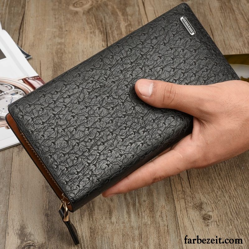 Geldbörse Herren Braun Freizeit Brieftaschen Business Reißverschluss Clutch