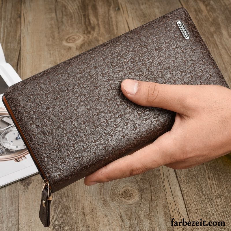 Geldbörse Herren Braun Freizeit Brieftaschen Business Reißverschluss Clutch