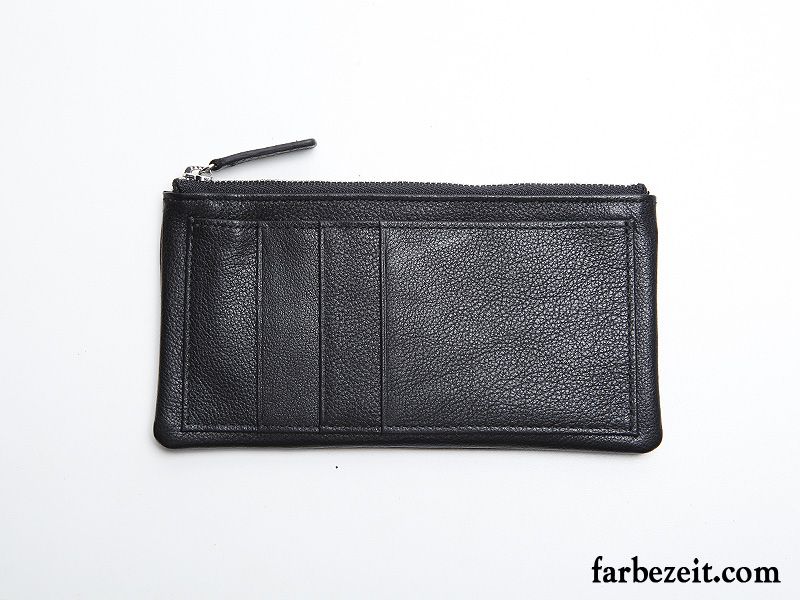 Geldbörse Herren Clutch Langer Abschnitt Leder Kartentaschen Mode Echt Leder Blau Braun Rot