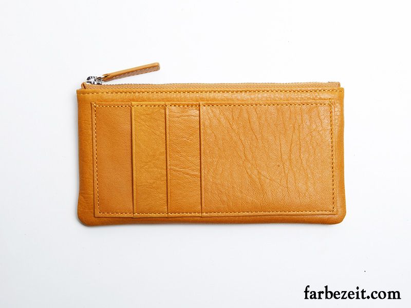 Geldbörse Herren Clutch Langer Abschnitt Leder Kartentaschen Mode Echt Leder Blau Braun Rot