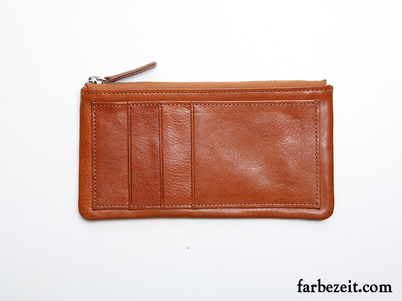 Geldbörse Herren Clutch Langer Abschnitt Leder Kartentaschen Mode Echt Leder Blau Braun Rot