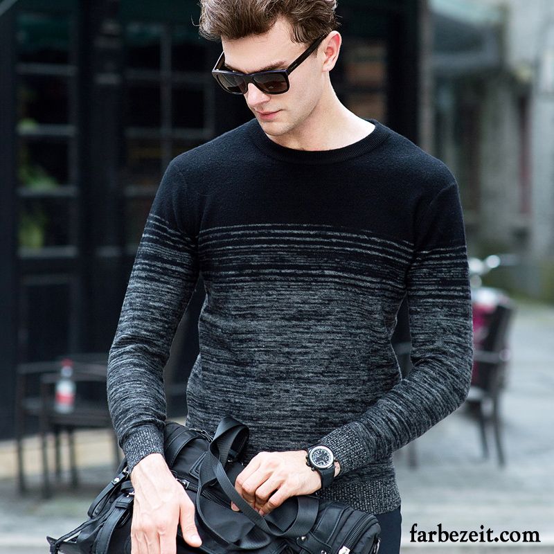 Gestreifter Pullover Herren Winter Strickwaren Rein Jugend Pullover Mode Wolle Verdickung Günstig