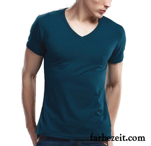 Gestreiftes Langarmshirt Herren Rein Schlank Fest Unterhemd T-shirts Baumwolle Billig