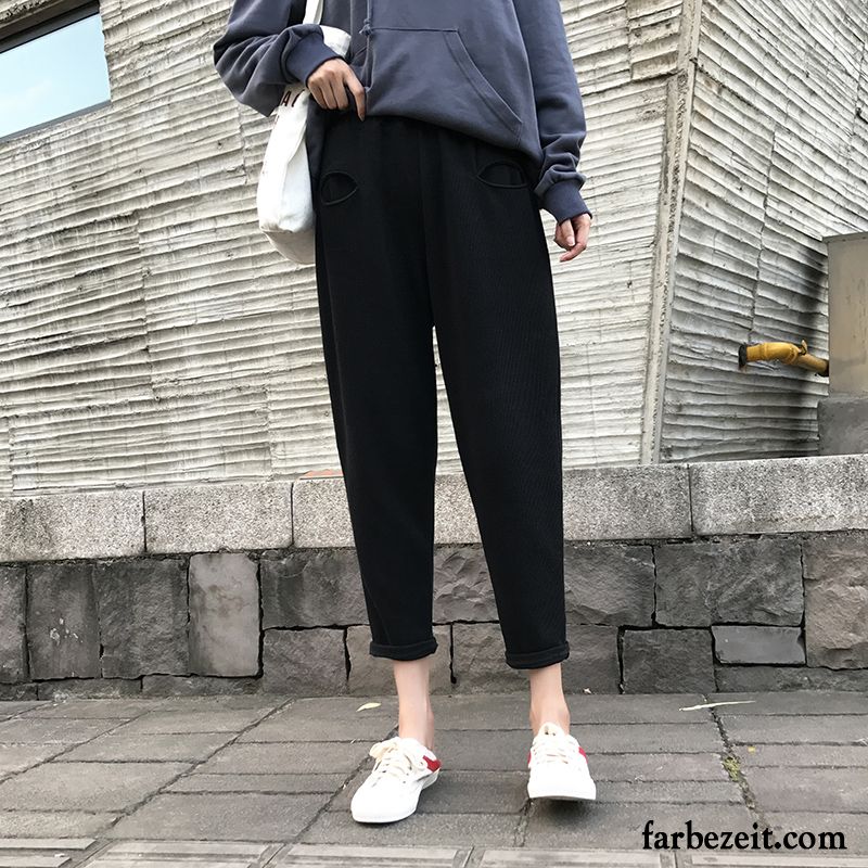 Graue Damen Hose Herbst Winter Lose Schwarz Dünn Sport Schmales Bein Harlan Trend Hohe Taille Freizeit Kaufen