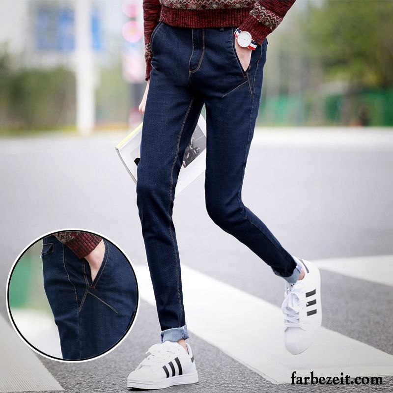 Graue Herren Jeans Jeans Schwarz Herbst Schüler Plus Samt Winter Dünn Hose Trend Verkaufen