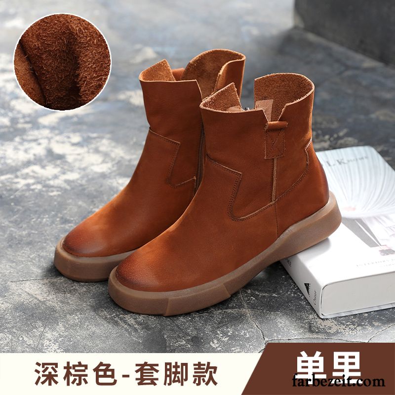 Grüne Schuhe Damen England Flache Retro Kurze Stiefel Martin Stiehlt Winter Herbst Echtleder Dicke Sohle Schuhe Schüler Günstig