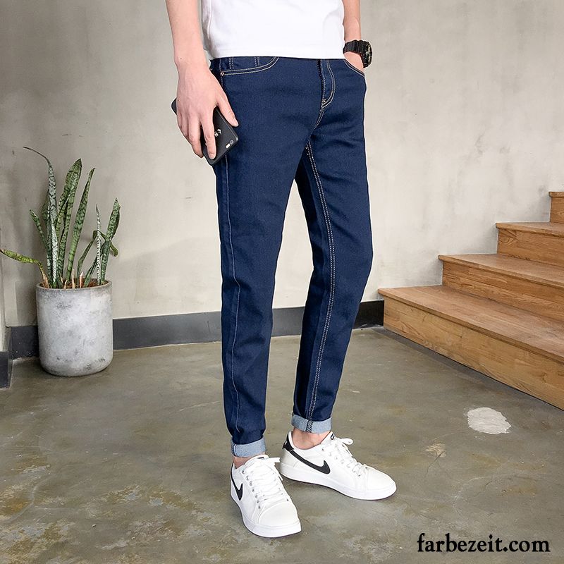 Moderne Jeans Herren Dünn Jeans Schmales Bein Schlank Löcher Hose Trend Schwarz Herbst Lose Freizeit Einfach