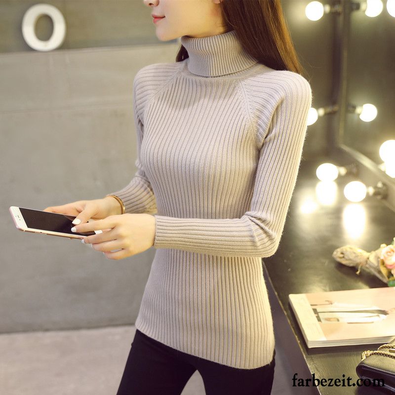 Grüner Pulli Damen Neu Weiß Lange Ärmel Unteres Hemd Pullover Strickwaren Winter Verdickung Rollkragen Herbst Schlank Trend Verkaufen