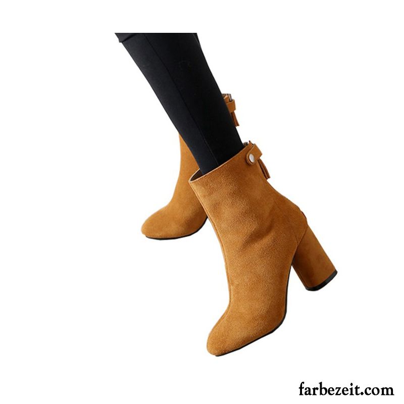 Günstig Schuhe Bestellen Stiefel Herbst Neue Produkte Trend Schuhe Gefrostet Damen Hochhackigen Reißverschluss Dick Winter Kaufen