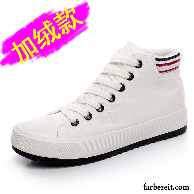 Günstige Damen Sportschuhe Skaterschuhe Langschaft Schüler Trend Feder Flache Weiß Schnürschuhe Tuch Schuhe Casual Verkaufen