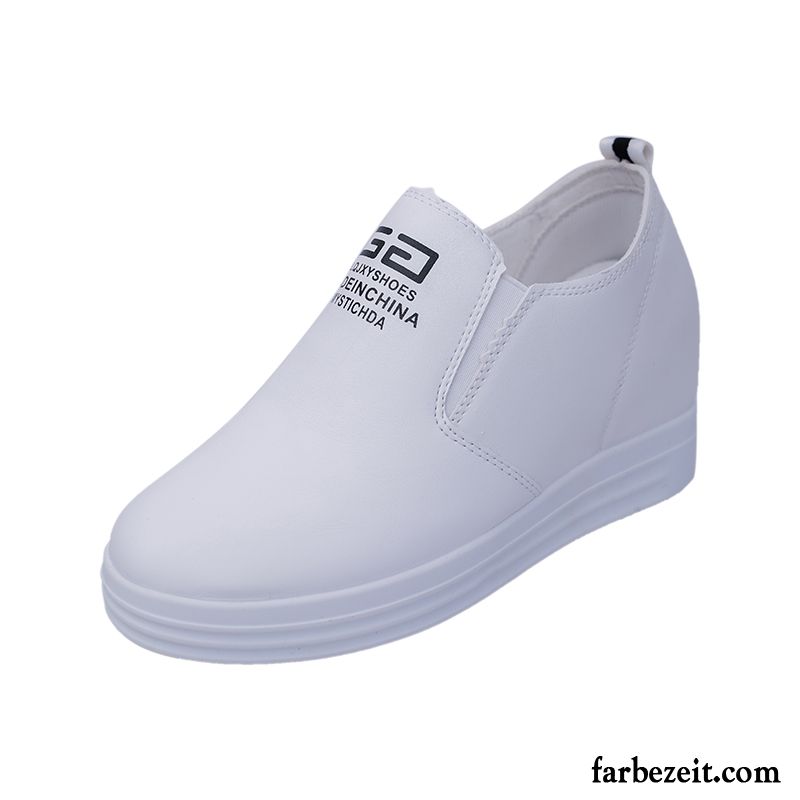 Günstige Halbschuhe Damen Faul Dicke Sohle Erhöht Slip-on Schnürschuhe Halbschuhe Casual Weiß Günstig