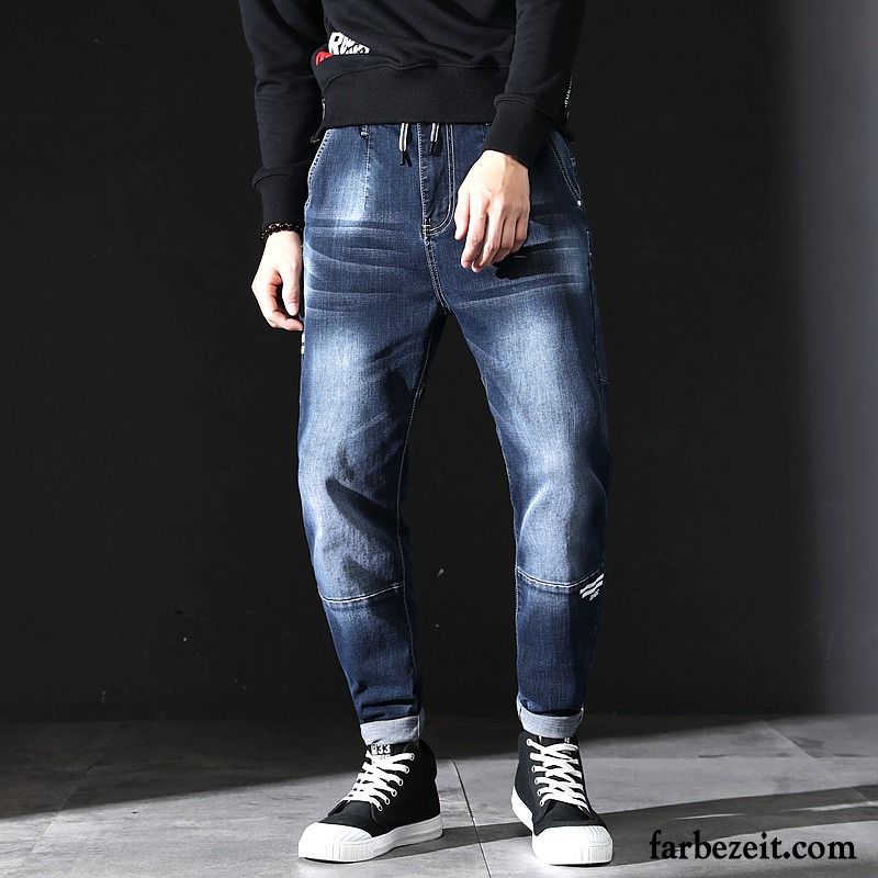 Jeans Hosen Männer Trend Hose Dünn Jeans Lose Große Größe Gerade Herren Sommer Schwarz Neunte Hose Herbst Harlan