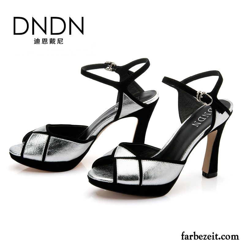 Günstige Sandalen Absatz Peep-toe Sommer Sandalen Dick Damen Feder Wasserdichte Plattform Schuhe Echtleder Pumps Mode Neue Günstig