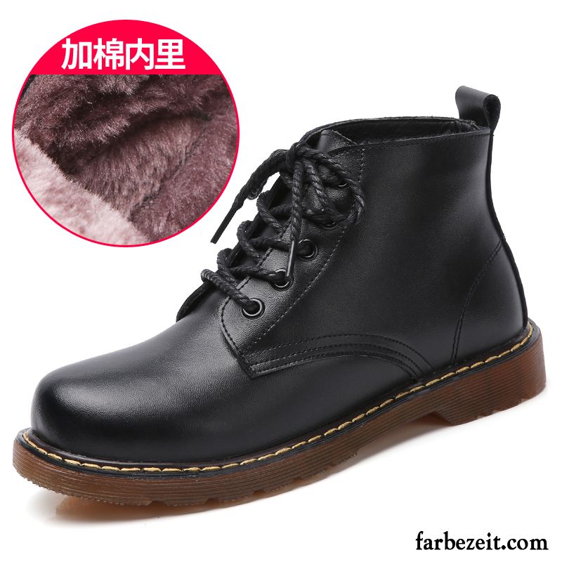 Günstige Schuhe Online Bestellen England Damen Martin Stiehlt Schnürung Echtleder Casual Winter Flache Herbst Kurze Schuhe Plus Samt Kaufen