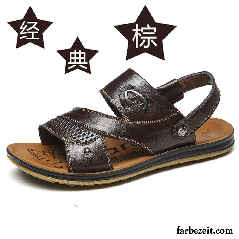 Halboffene Schuhe Herren Leder Neue Pantolette Sandalen Sommer Oberleder Schuhe Echtleder Strand Oxford Sohle Kaufen