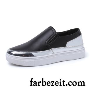 Halbschuhe Blau Damen Feder Slip-on Echtleder Herbst Weiß Allgleiches Flache Halbschuhe Faul Niedrig Schüler Casual Kaufen