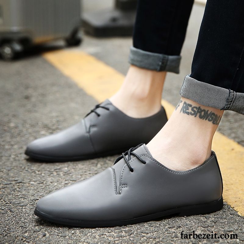 Halbschuhe Braun Herren Casual Lederschue Spitze England Trend Feder Skaterschuhe Mode Sale