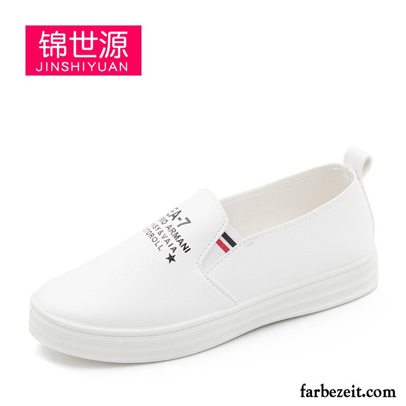 Halbschuhe Damen Blau Sommer Feder Slip-on Faul Weiß Casual Flache Schnürschuhe Halbschuhe Billig