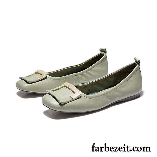 Halbschuhe Damen Feder Flache Faul Slip-on Neue Weiche Sohle Grün