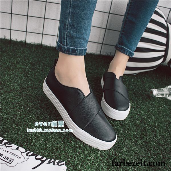 Halbschuhe Damen Grau Leder Casual Schüler Halbschuhe Herbst Faul Slip-on Schwarz Flache Schuhe Kaufen