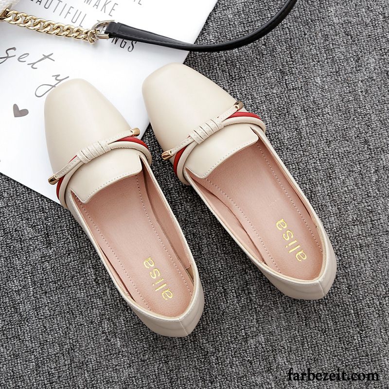 Halbschuhe Damen Herbst Weiche Sohle Feder Schnürschuhe Schüler Allgleiches Beige Farbe Schwarz