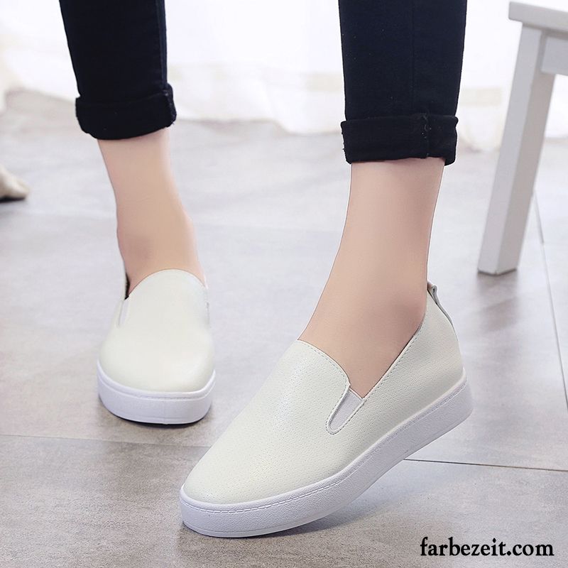 Halbschuhe Damen Sportlich Faul Casual Schuhe Trend Sommer Flache Schnürschuhe Halbschuhe Slip-on Weiß Feder Skaterschuhe