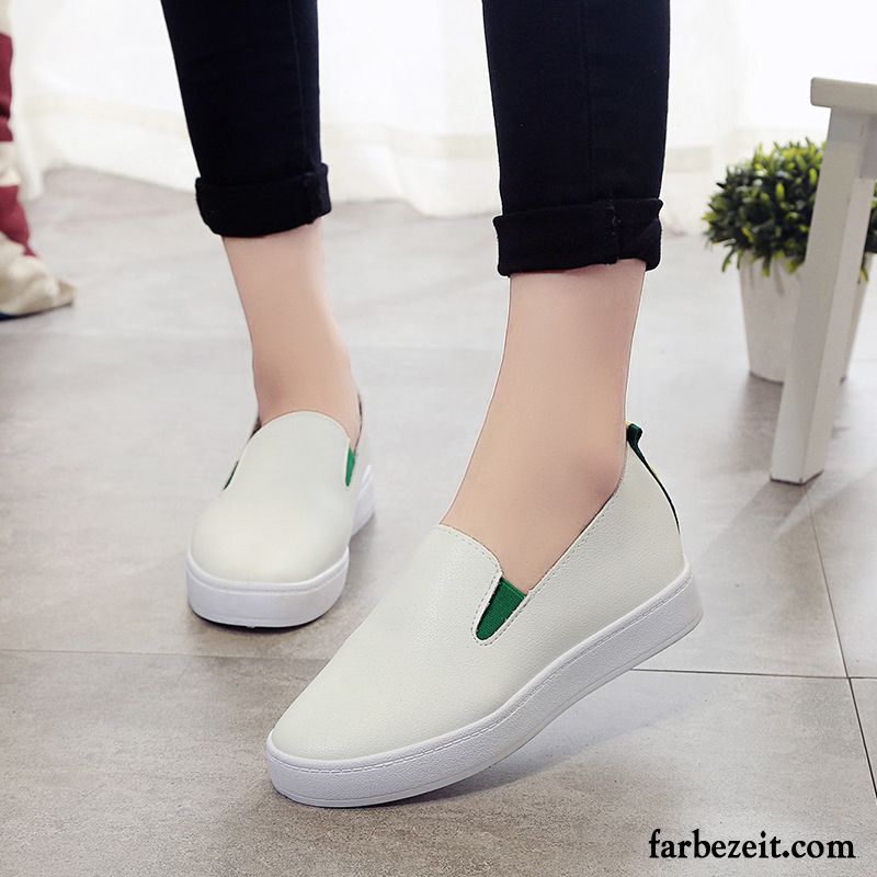 Halbschuhe Damen Sportlich Faul Casual Schuhe Trend Sommer Flache Schnürschuhe Halbschuhe Slip-on Weiß Feder Skaterschuhe