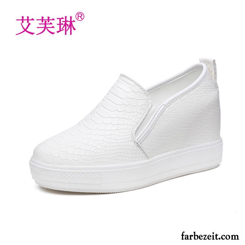 Halbschuhe Damen Trend Erhöht Feder Schuhe Herbst Dicke Sohle Weiß Halbschuhe Schnürschuhe Casual Keilschuhe Slip-on Faul Billig