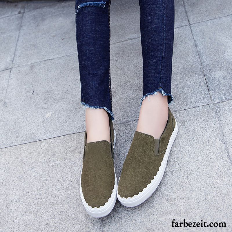 Halbschuhe Gefüttert Damen Schuhe Flache Neue Slip-on Allgleiches Schüler Skaterschuhe Casual Trend Halbschuhe Faul Feder Schnürschuhe Günstig