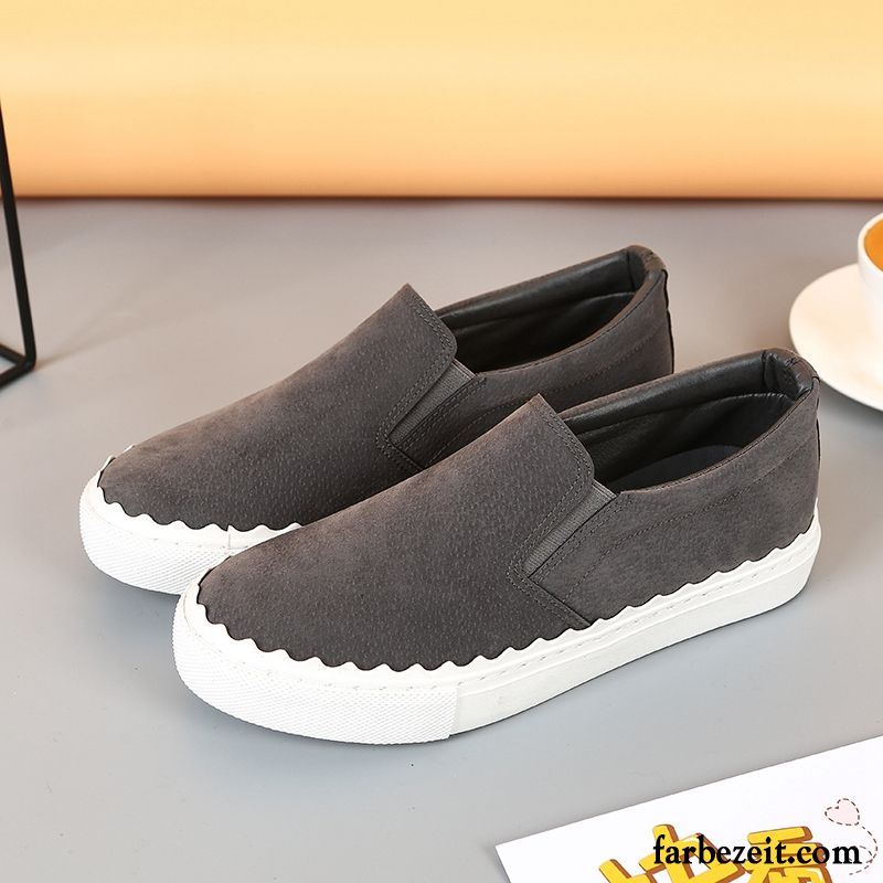 Halbschuhe Grau Damen Slip-on Casual Feder Dicke Sohle Faul Schuhe Schwarz Schüler Flache Neue Halbschuhe Günstig