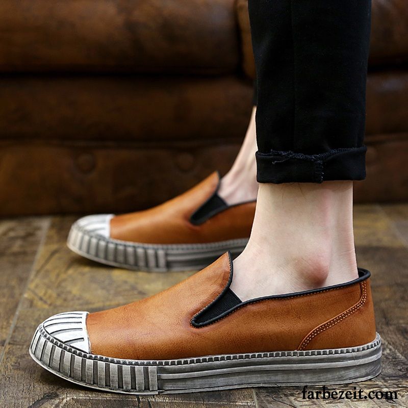 Halbschuhe Herren Bequem Slip-on Casual Faul Schuhe Herbst Trend Lederschue Skaterschuhe Halbschuhe Schale Verkaufen