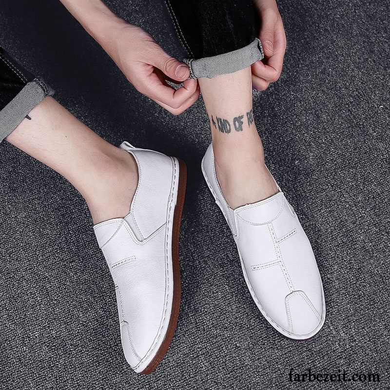 Halbschuhe Herren Blau Slip-on Schuhe Faul Trend Allgleiches Casual Neue Sommer Weiß Billig