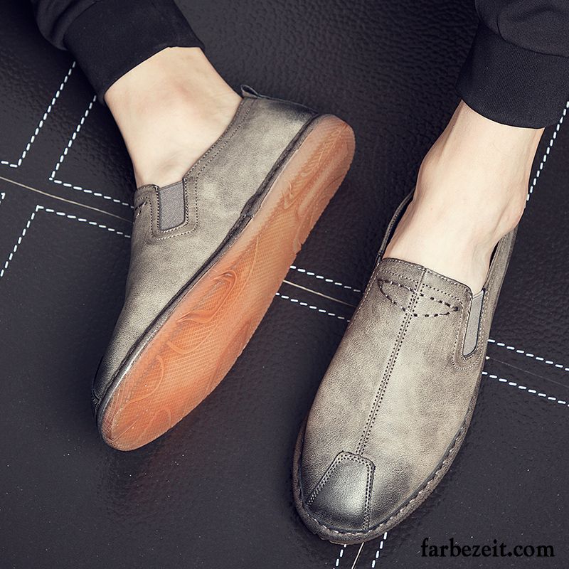 Halbschuhe Herren Blau Slip-on Schuhe Faul Trend Allgleiches Casual Neue Sommer Weiß Billig