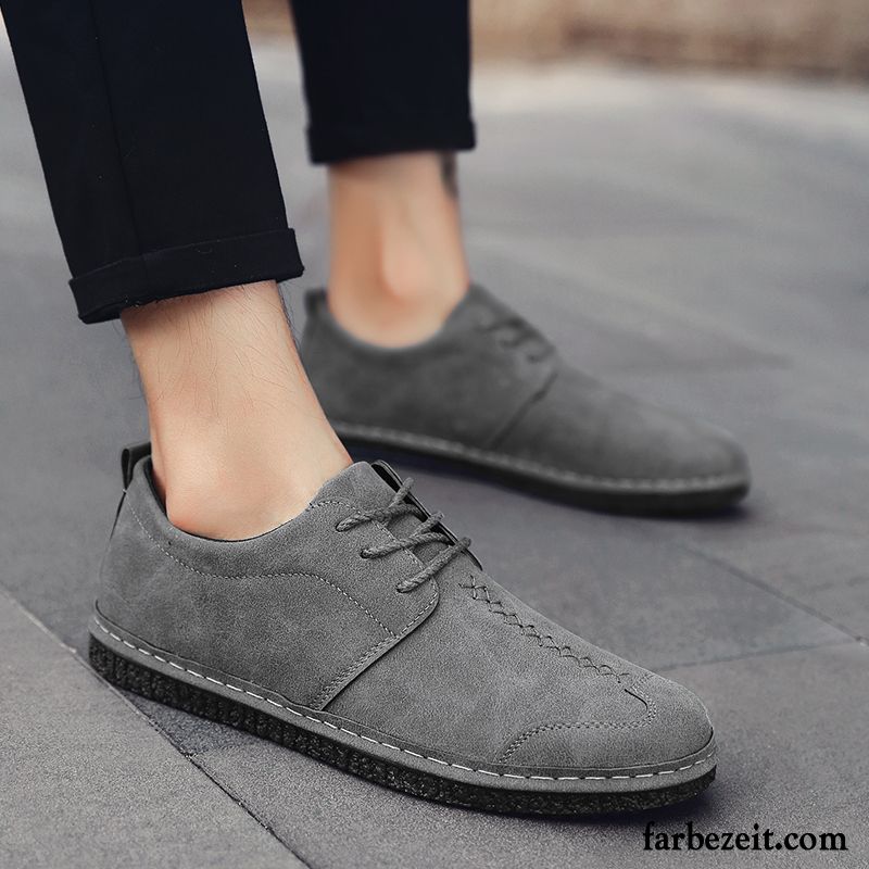 Halbschuhe Herren Casual Jugend Trend Lederschue Neue Faul Schwarz