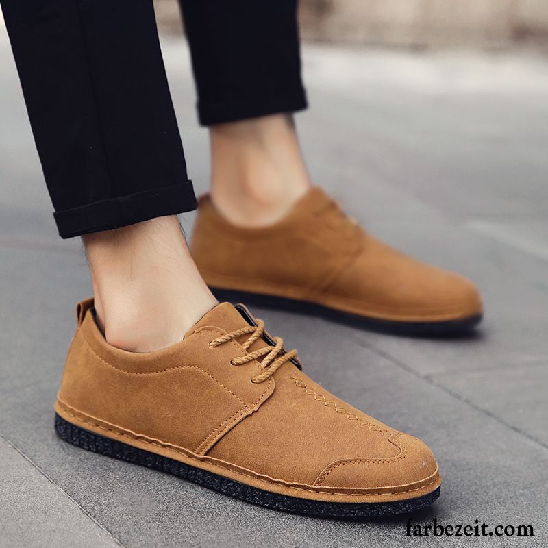 Halbschuhe Herren Casual Jugend Trend Lederschue Neue Faul Schwarz