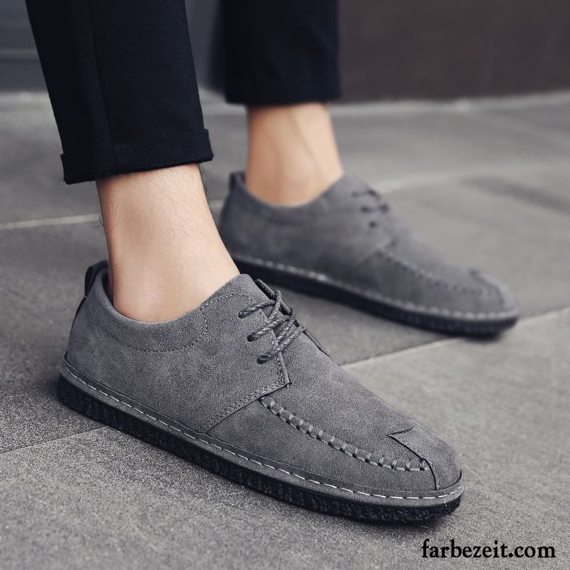 Halbschuhe Herren Casual Jugend Trend Lederschue Neue Faul Schwarz