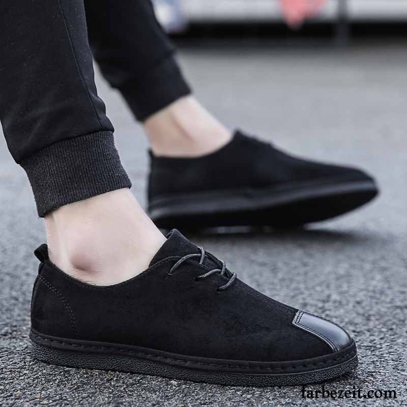 Halbschuhe Herren Casual Jugend Trend Lederschue Neue Faul Schwarz