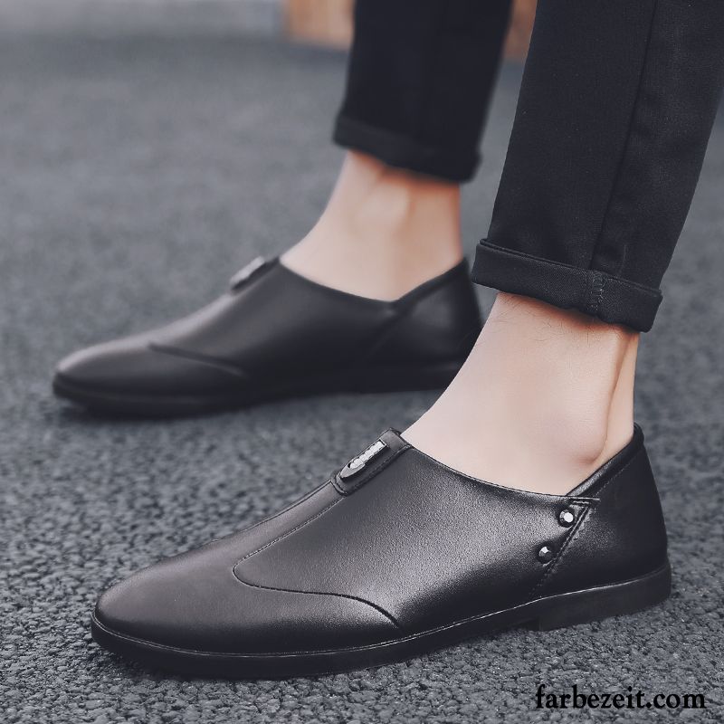 Halbschuhe Herren Echtleder Allgleiches Neue Weiche Sohle Casual Geschäft Braun