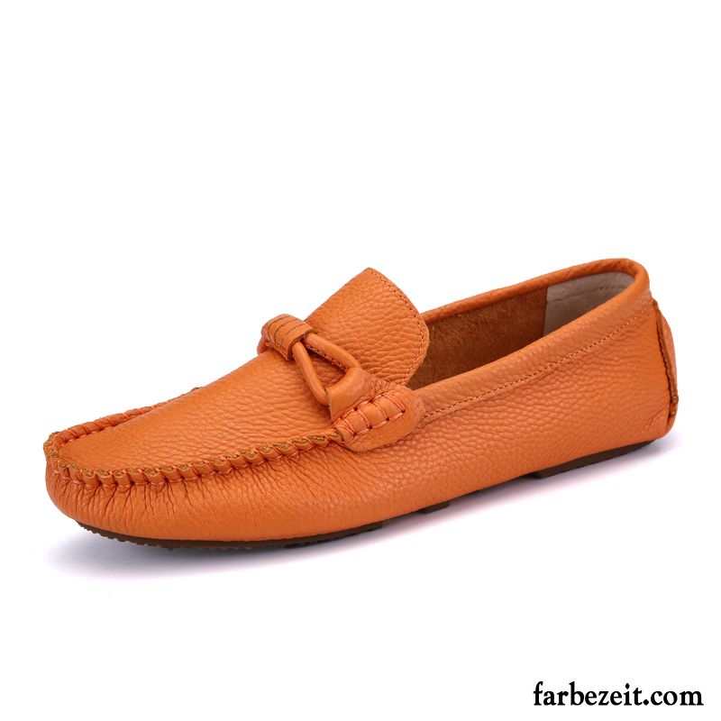 Halbschuhe Herren Echtleder Casual Neue Allgleiches Persönlichkeit Lederschue Orange