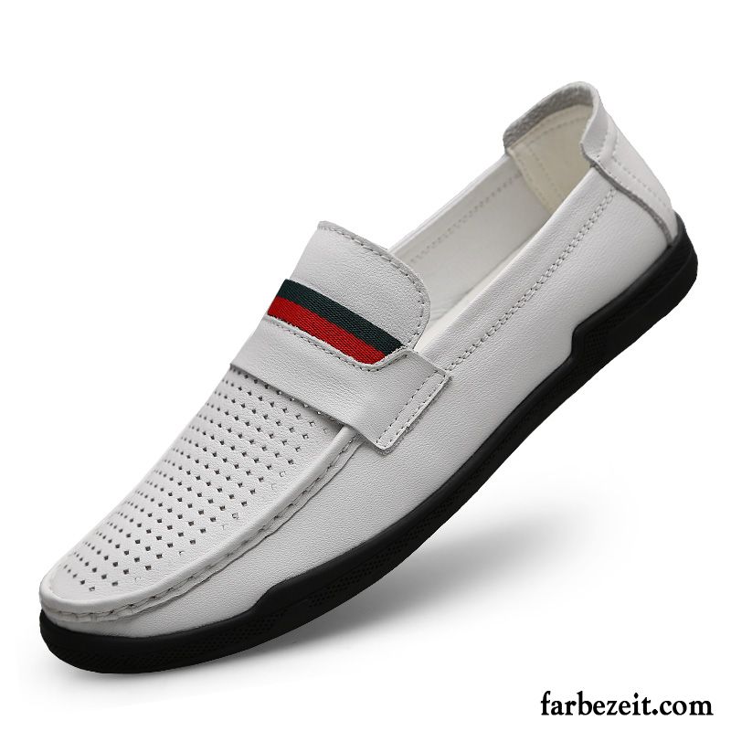 Halbschuhe Herren Echtleder Trend Slip-on Sommer Atmungsaktiv Neue Produkte Schwarz