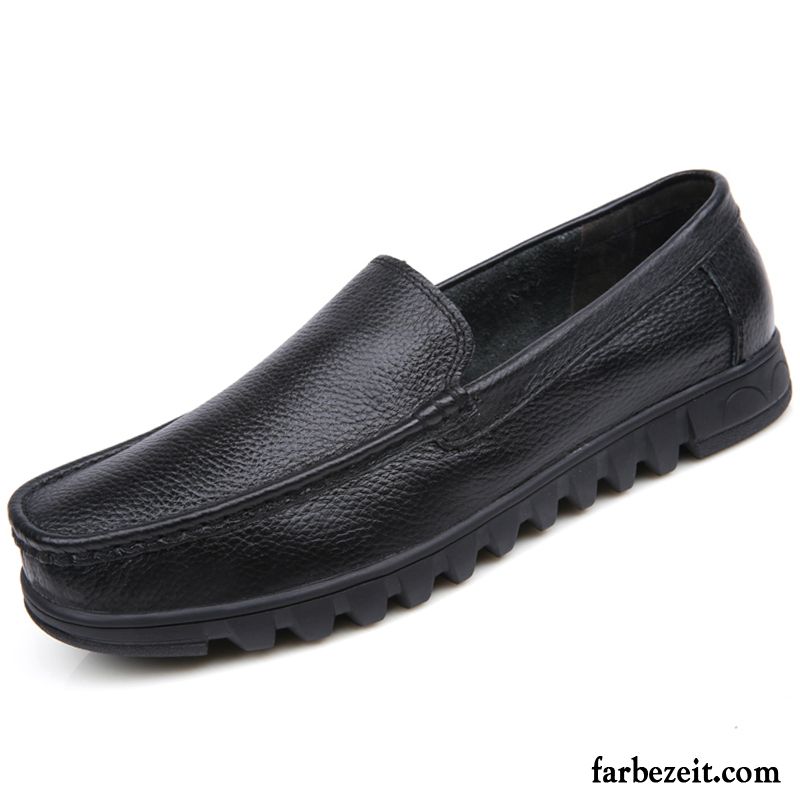 Halbschuhe Herren Faul Feder Lederschue Geschäft Casual Slip-on Blau