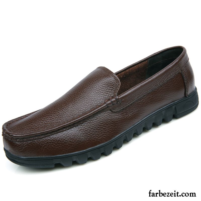 Halbschuhe Herren Faul Feder Lederschue Geschäft Casual Slip-on Blau