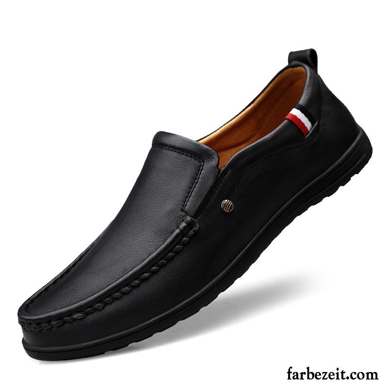 Halbschuhe Herren Faul Lederschue Casual Echtleder Slip-on Oberleder Braun