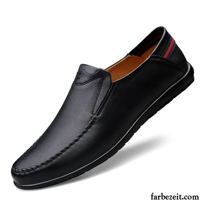 Halbschuhe Herren Faul Lederschue Casual Echtleder Slip-on Oberleder Braun