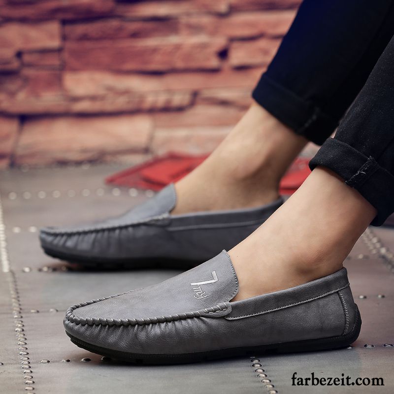 Halbschuhe Herren Feder Lederschue Neue Trend Casual Schwarz