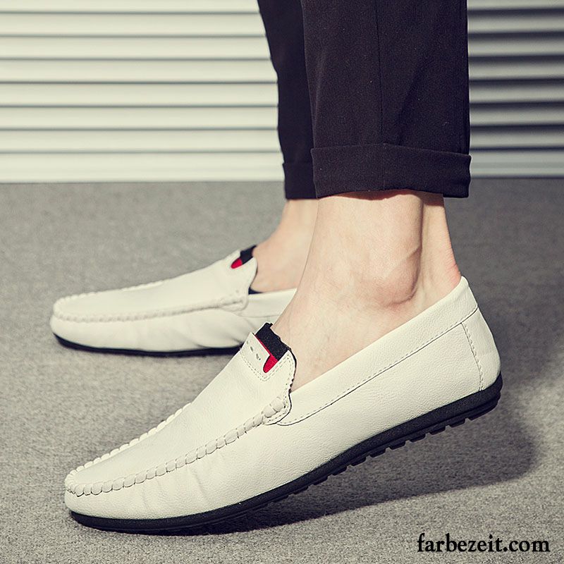 Halbschuhe Herren Lederschue Sommer Neue Trend Allgleiches Faul Schwarz