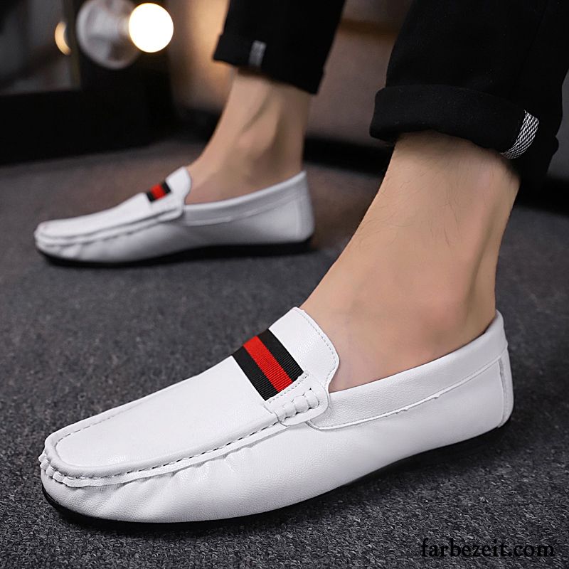 Halbschuhe Herren Lederschue Sommer Neue Trend Allgleiches Faul Schwarz